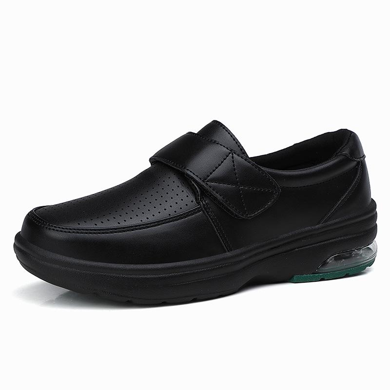 Fashion Women's Soft Sole Platform White Shoes Air Cushion Fashion Hospital Nurse Work Shoes Slip On Flat Casual Leather Shoes For Women