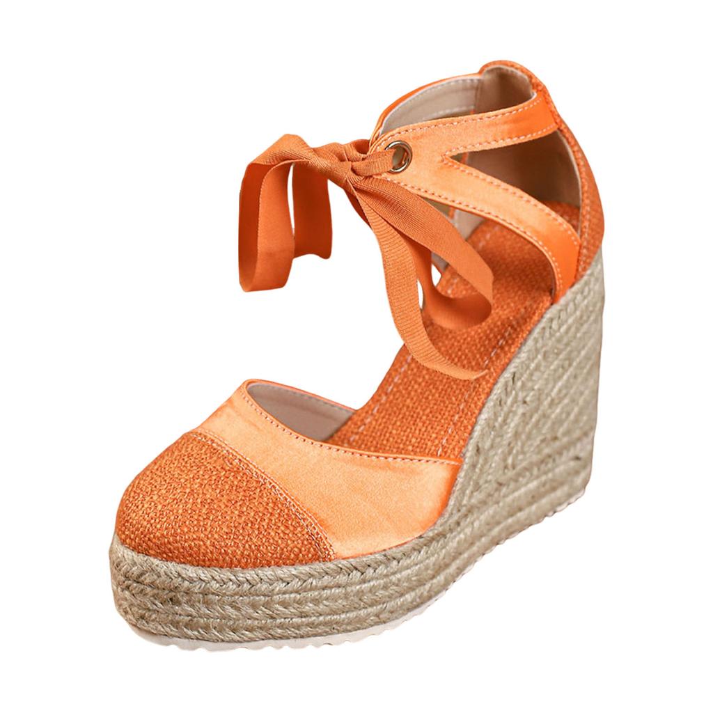 Women'S Color Block Round Toe Espadrille Wedge Sandals Comfortable And Studded Sandals For Women Heels Hot Sandals For Women
