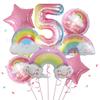 8pcs Rainbow Smile Cloud Balloon 30 inch Gradient Number Foil Balloons 1-9 Year Old Kids Birthday Party Decors Baby Anniversary