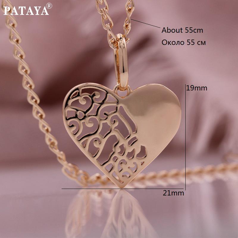 PATAYA Ожерелье в стиле полого сердца цвета розового золота «Романтика девочки-подростка»