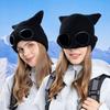 Autumn Winter Windproof Glasses Cap Women's Velvet Warm Knitted Hat Outdoor Ski Ear Protection Cap