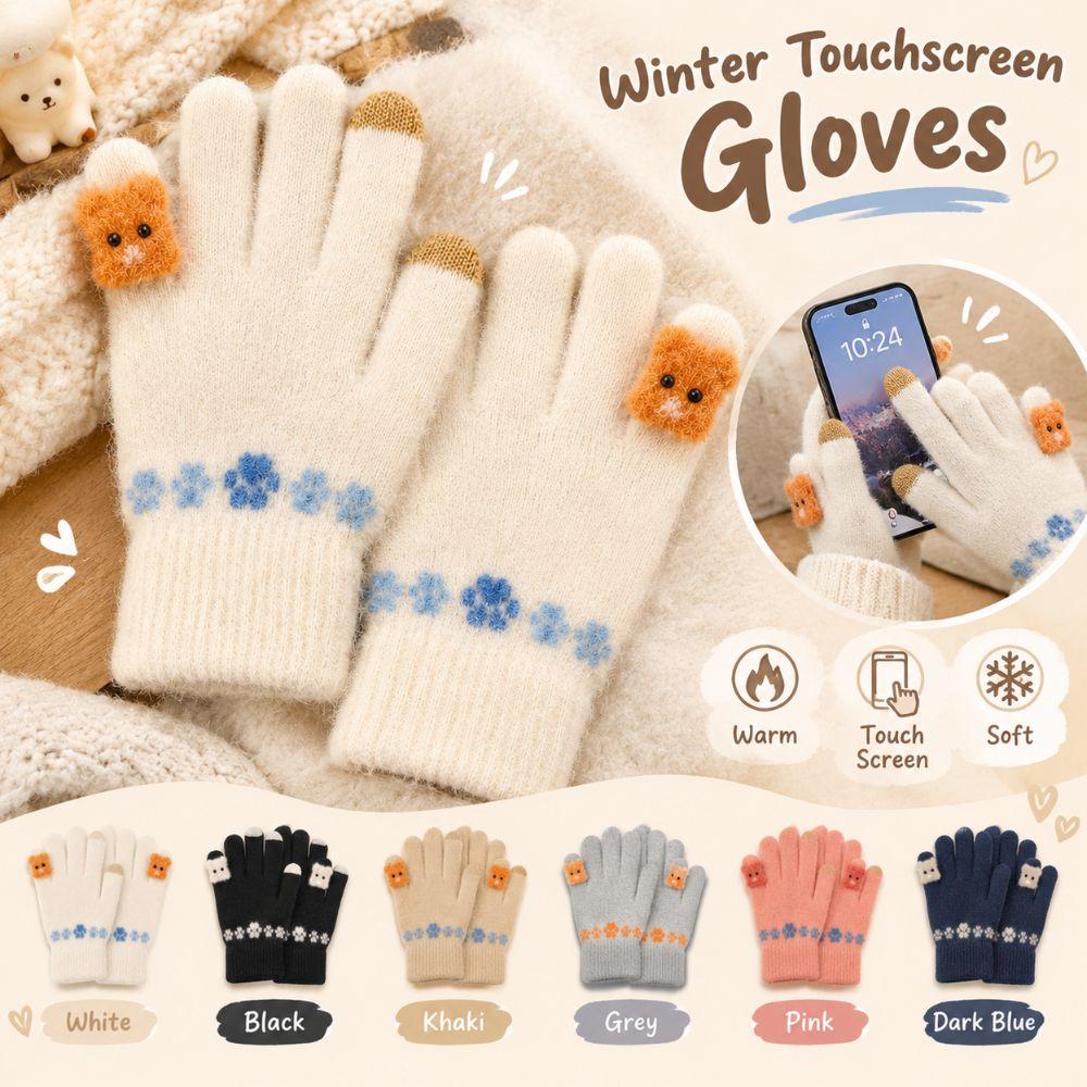 Windproof Winter Plush Gloves Warm Cycling Gloves Korean Touch Screen Gloves Women