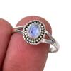 Natural Rainbow Moonstone Gemstone Handmade 925 Sterling Silver Ring S.8.5 c3E23