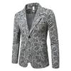 Spring Autumn Men Printed Blazer 2025 Men Grey Suit Jackets Single Breasted Coat Male Fashion Formal Business Suit Jacket