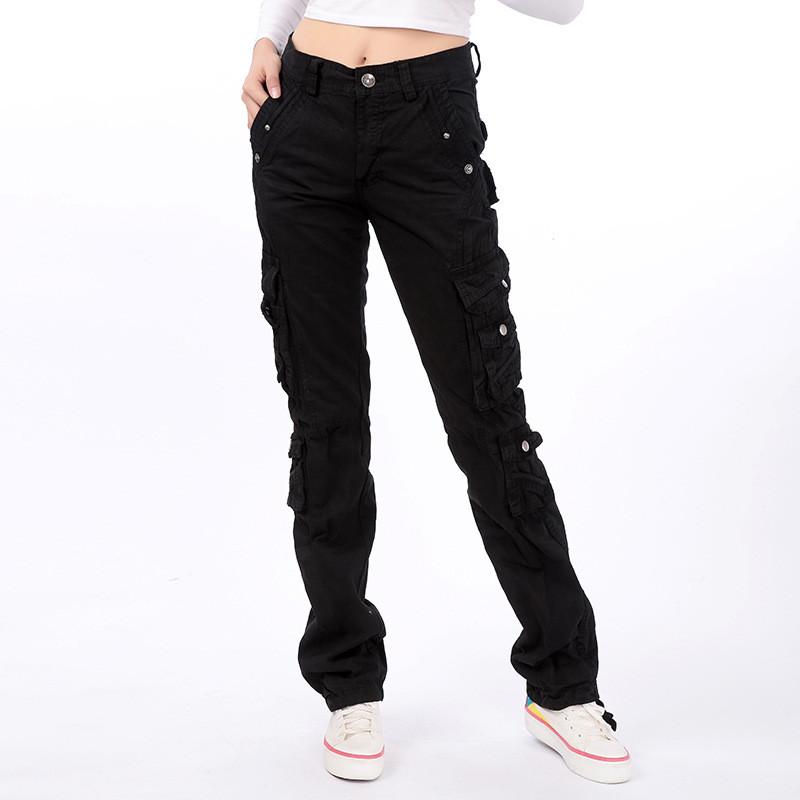 Cotton Pantalon Femmes 2025 Men Women Workout Military Multi-Pocket Baggy Cargo Pants Loose Straight Trousers Hip Hop Pants