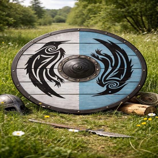 Ручной работы Ворон Viking Щит, Декор Вальхаллы, 60,96 см