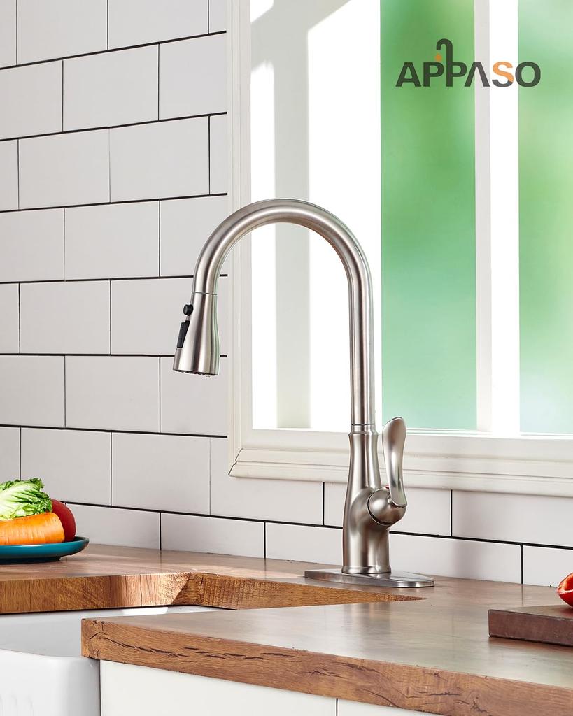 APPASO Patented Design Kitchen High Arch Mixer Modern Hose Faucet for Bar and Kitchen Kitchen Japanese Instruction Manual Included Faucet, Faucet,