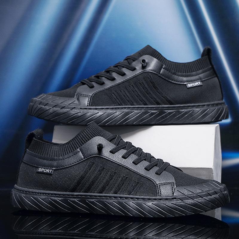 Мужская обувь на одной педали летняя дышащая спортивная обувь для скейтборда из мушиной ткани мужская универсальная черная обувь-носки нескользящая сетчатая повседневная обувь