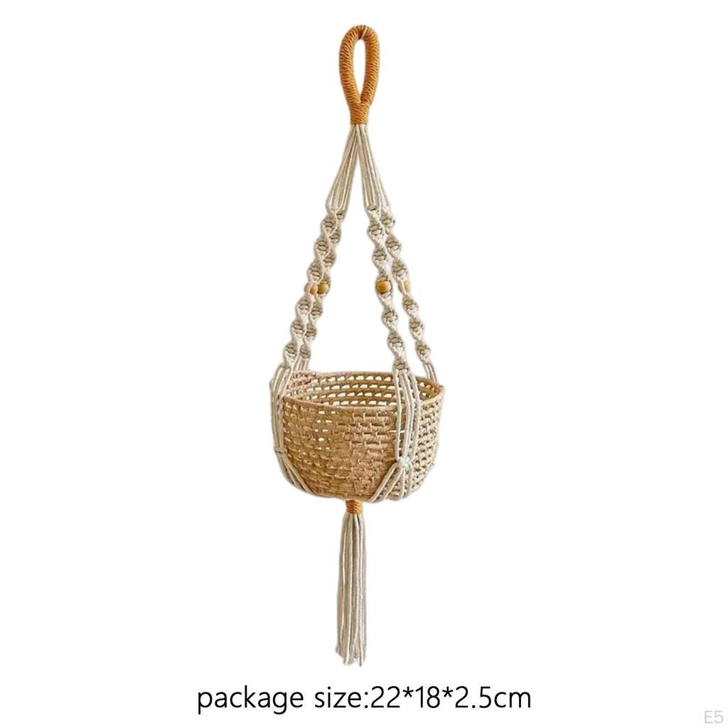 Plant Hanger Macrame Decorative Flower Pot Holder Stand Boho Woven Rope Hanging Planter Basket