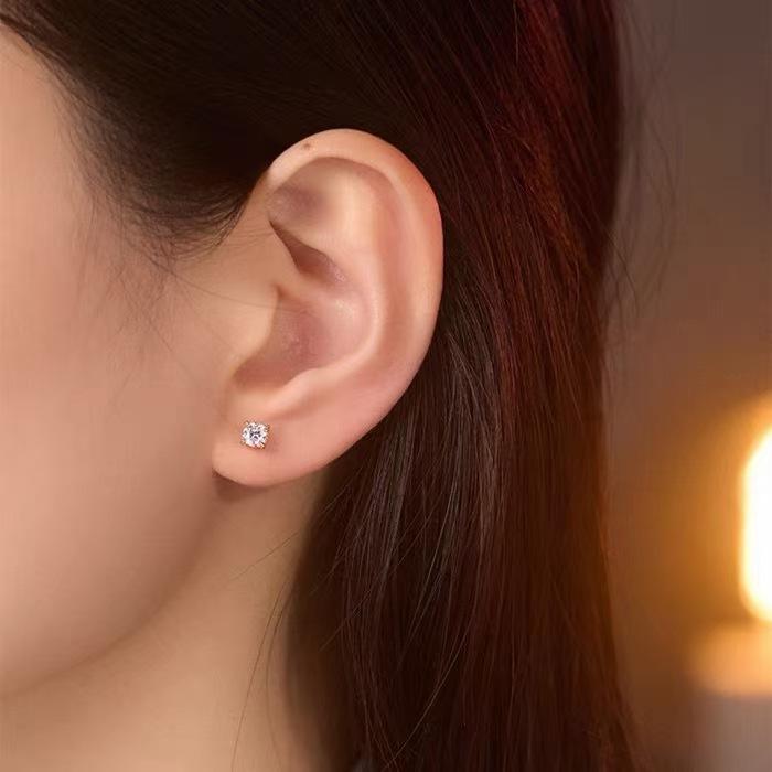 Серьги-гвоздики из стерлингового серебра S925 с резьбой, с четырьмя крапанами, с муассанитами VVS, модные и простые