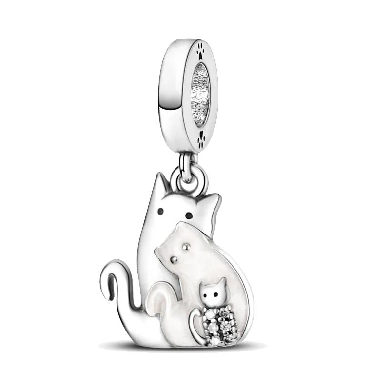 Браслеты Charm Fit Original Медь Милое Животное Сова Кошки Морская Черепаха Бусины Женский Кулон Бусины Изготовление Украшений