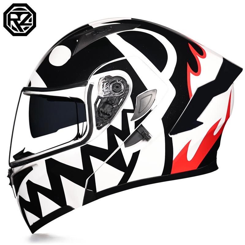 Motorcycle Helmets Men's and Women's Unveiling Helmets Full Helmets Tail Rider Bluetooth Locomotive Men's and Women's Winter Personality Electric