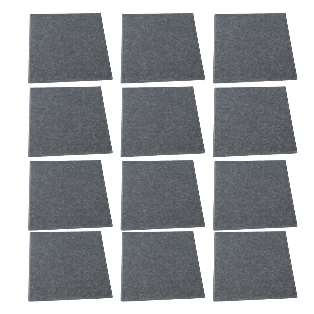 12Pcs Acoustic Panels Polyester Fiber Cutable Sound Absorption Panel for Rehearsal RoomsDark Grey