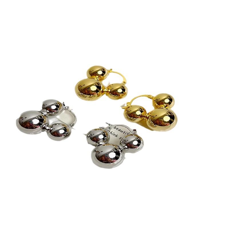 2024 Высококлассные Ретро Глянцевые Круглые Серьги-Каффы для Женщин - Стильный Нишевый Дизайн Металлическая Бижутерия