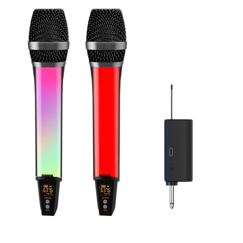 Беспроводной RGB-микрофон с цветной подсветкой для сценических выступлений, KTV и домашнего усилителя