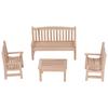 4 Pcs Dollhouse Miniature Furniture Wooden Bench Chair Garden Furniture Set for 1:12 Scale