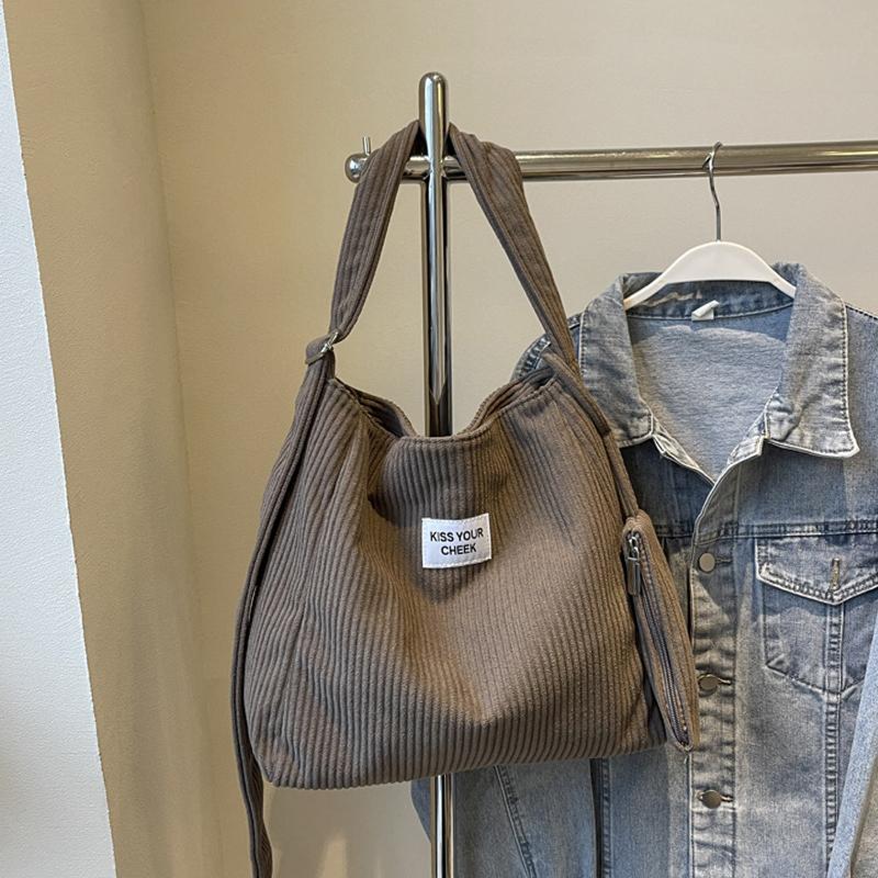 Модная универсальная сумка через плечо для колледжа, вельветовая квадратная сумка для женщин, большая вместимость, для отдыха, портативная сумка через плечо