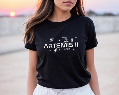Футболка Artemis II Лунная Миссия Унисекс и Женская Летняя Хлопковая Одежда Y2K Повседневная Мода С Круглым Вырезом С Коротким Рукавом Уличная Одежда