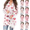 Women's Fashion Casual Printed Medium Length Cardigan Jacket Coat