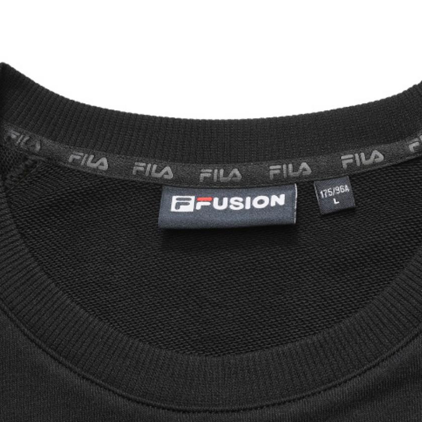 Fila Fusion Простой вязаный пуловер с большим логотипом Мужская толстовка Глубокий черный T11M242205F-BK