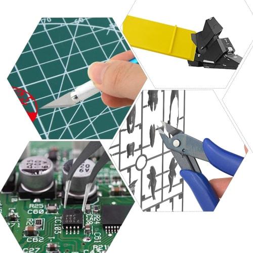 WMYCONGCONG 11-Piece Plastic Model Tool Set for Beginners, Includes Thin-Blade Nippers, File, Precision Tweezers, and a Modeler's Knife (5 Replacement