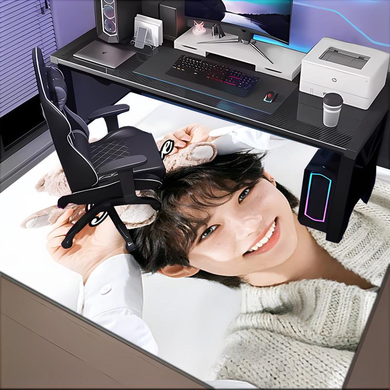 Custom Name K-pop stray Smile Rug for Living Room, Game Rooms, Office, Bedroom, Floor Mat Playful Design, fan gifts Christmas decor