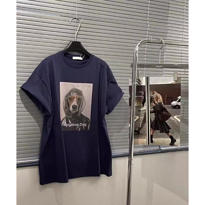 Новая летняя повседневная свободная универсальная футболка с короткими рукавами и принтом мультяшной собаки для женщин