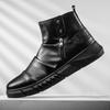 Мода 2024 года, новые черные мужские высокие модные кожаные ботинки в британском стиле, зимняя обувь, универсальные дышащие ботинки в корейском стиле Tide