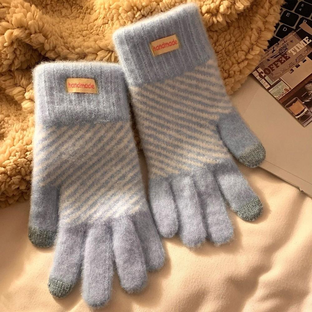 One Size Winter Touch Screen Gloves Polyester Thick Fleece Lined Gloves For Student