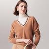 Women's V-neck Color-Block Pure Cashmere Sweater
