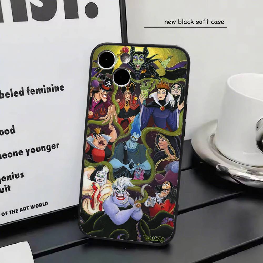 Злодеи Диснея Для iPhone 17 air 16 15 14 13 12 11 Pro Черный Мягкий Чехол для Телефона