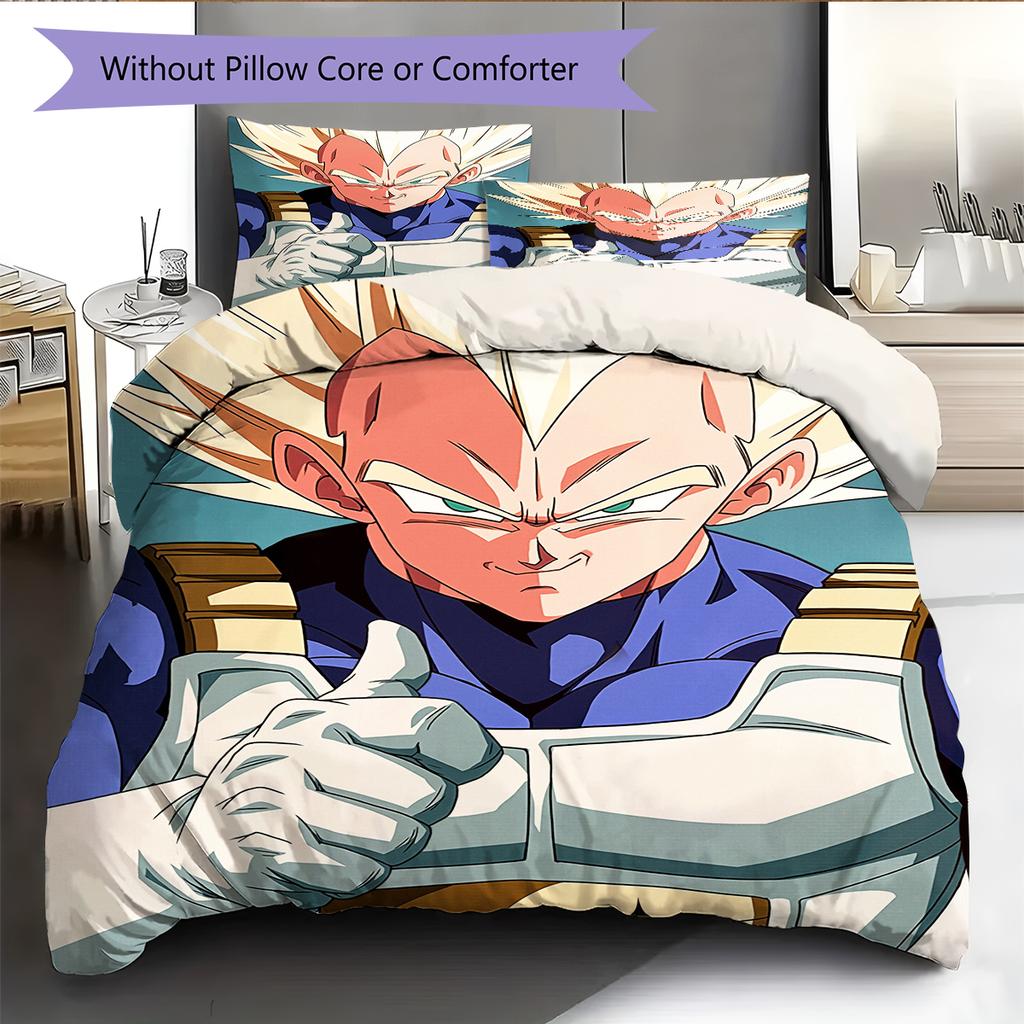 Vegeta Dragon Ball Pattern Bedding Home Decoration Birthday Gift (1 * duvet cover + 2 * pillowcase, without core)