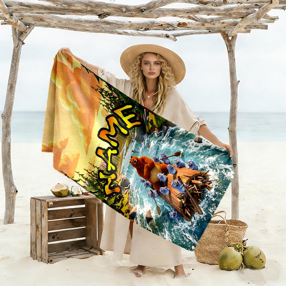 Grizzy & Lemmings Customize Text Beach Towel Super Soft Microfiber Quickdry Fabric