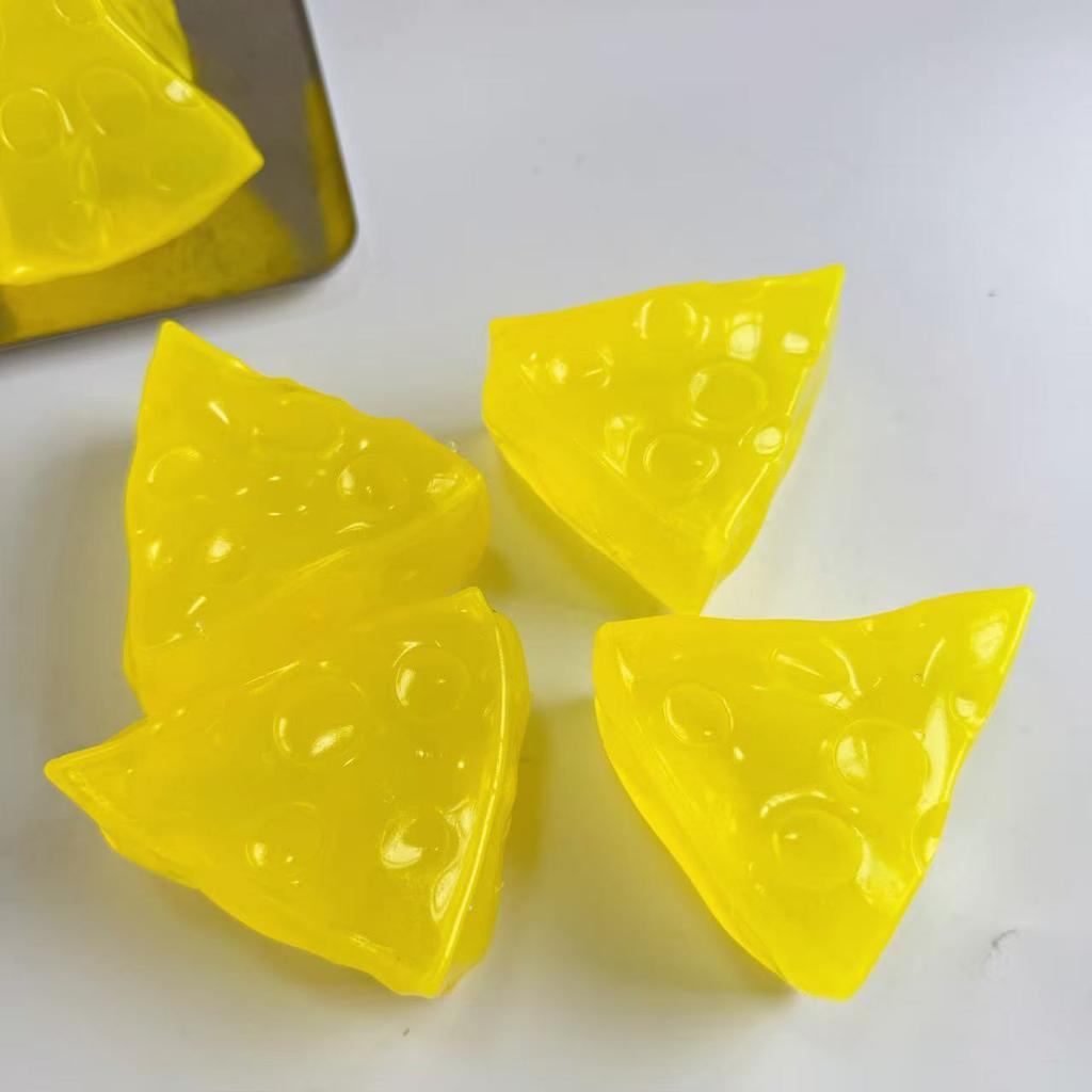 Прозрачная Кокосовое Масло Сырный Ломтик Сквиши Игрушка Мягкая Эластичная Сжимаемая Фиджет Игрушка Анти-Тревожность Снятие Стресса Игрушка-Антистресс Для Взрослого