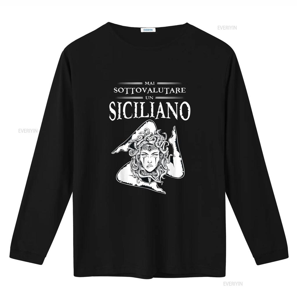 Never Underestimate A Sicilian Trinacria Sicilia Heraldik T Shirt vintage Washed Stretched fashion Breathable Soft Versatile