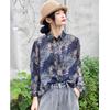 Vintage Fashion Printing Single-breasted Cardigan Blouse Womne Classic Long Sleeve Personality Polo Collar Loose Lady Shirt 2023