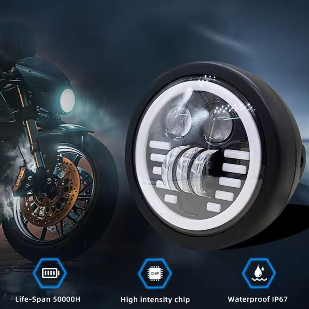6,5-дюймовая светодиодная фара для мотоцикла, белая, желтая, двойная светодиодная, ближний свет, мотоциклетная фара, цвет луча, дальний свет, прожектор S9R6
