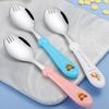 1/2 шт. Ложка и вилка Интегрированные столовые приборы Нержавеющая сталь Закругленный край Вилки для фруктов и овощей Обеденные ложки Детская посуда