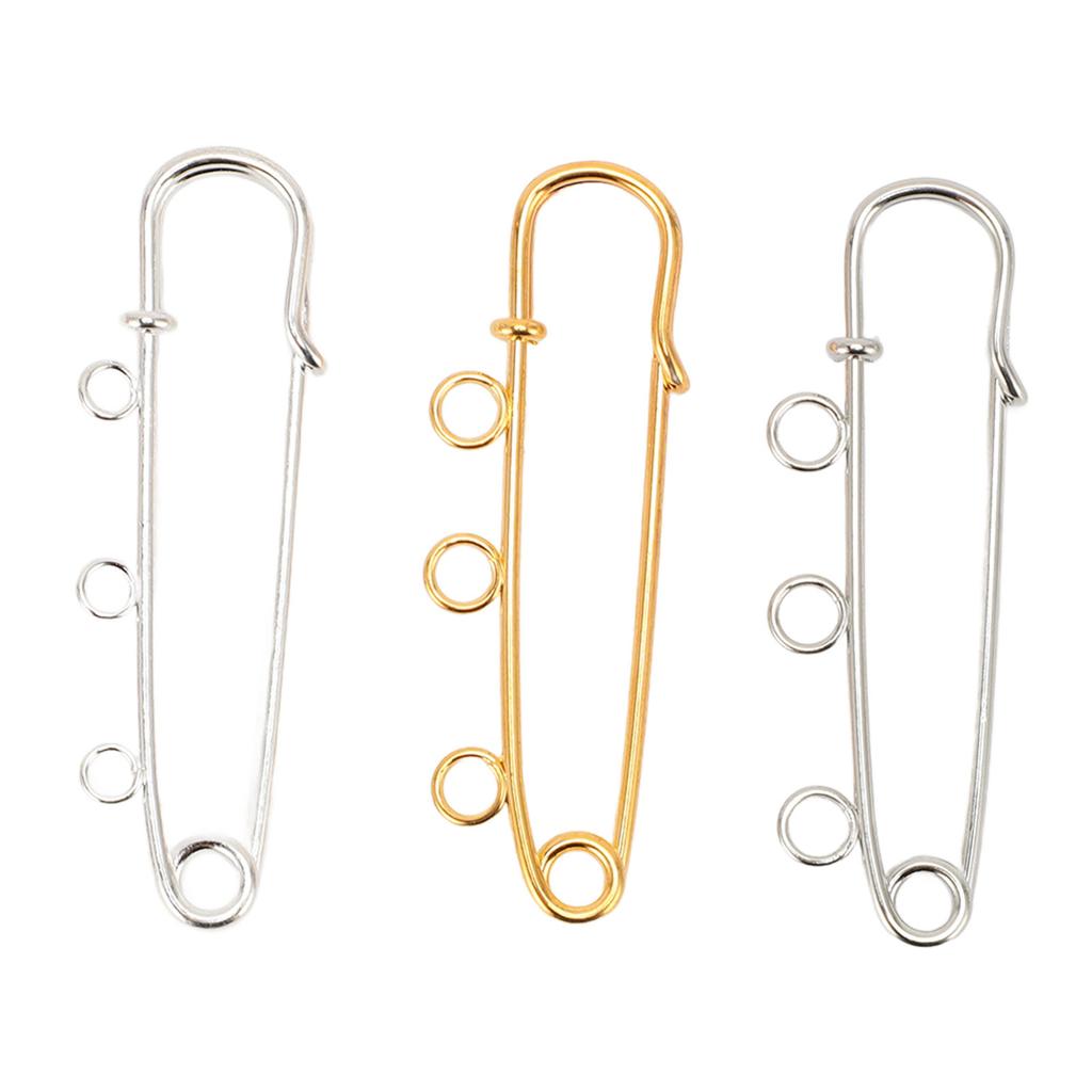 30pcs Brooch Pins with 3 Holes Safety Pins Brooch Heavy Duty Kilt Pins Fasteners for DIY Crafts Sewing Clothing Blanket