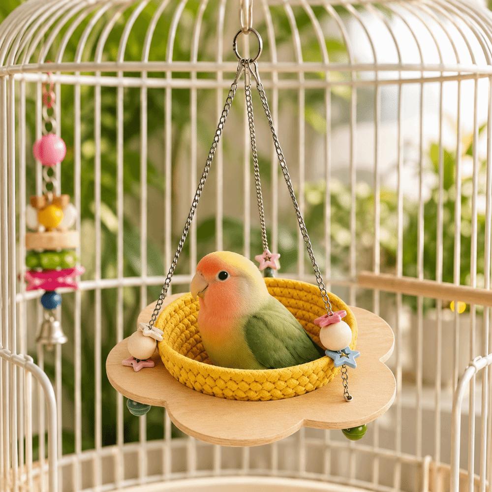 Round Parrots Hammock Cozy Bird Sleeping Hut Parrot Bed Woven Bird Nest Bird Breeding