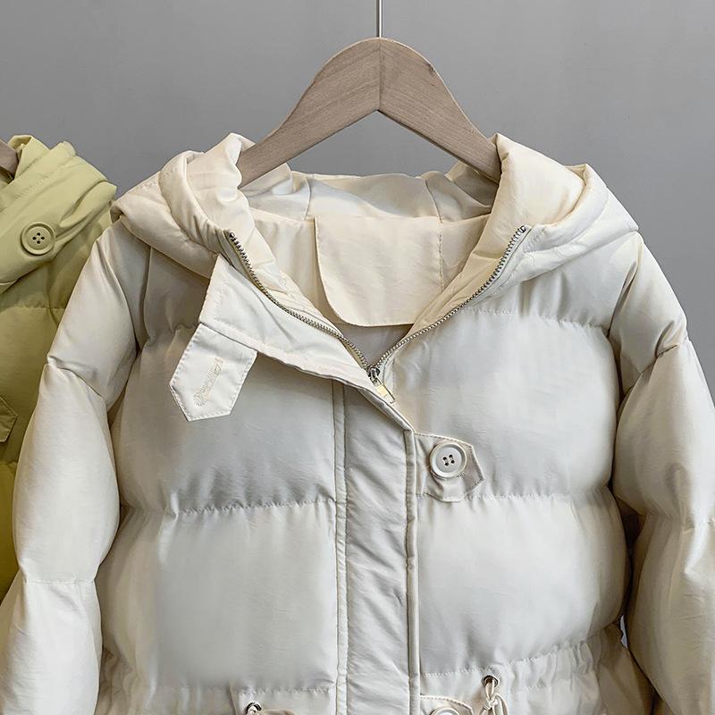 Осень-зима для женщин воротник с капюшоном с длинным рукавом сплошной цвет шнурок свободное теплое пальто свободная куртка