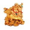 Laughing Buddha On Dagon with Coins Idol Statue Showpiece Happiness and Money Wealth Sitting Idol for Home Decor