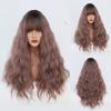 Женский парик 68 см, искусственные волосы, длинные вьющиеся волосы, черные и золотые волосы, розовая сетка для волос, полный головной убор, украшение для красоты, парик