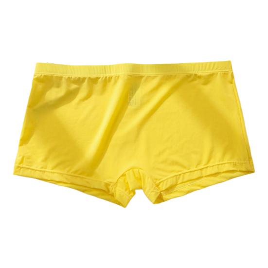 Мужские трусы-боксеры из ледяного шелка с низкой посадкой и эластичным поясом, гладкие шорты, нижнее белье, однотонные U-выпуклые ультратонкие трусики