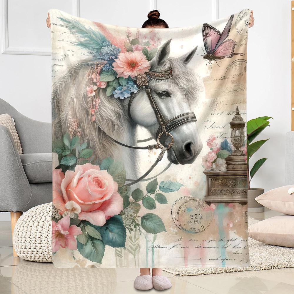 Horse Blanket Durable Comfort Great for Livingroom Couch Picnics for All Occasions Playful Design Suitable for Gifting Relatives and Friends