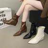 Slope Heel High Heel Short Boots 2025 New Autumn and Winter Pointed Elastic Thin Boots Black Retro Versatile Martin Boots Women