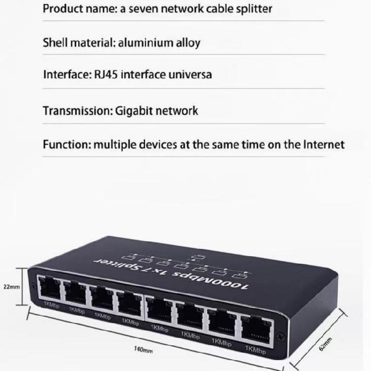 Высокоскоростной 7-портовый концентратор-разветвитель RJ45 Ethernet, поддержка передачи данных 1000 Мбит/с, корпус из АБС-пластика