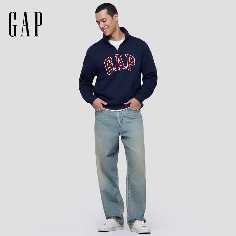 Gap Unisex Logo Fleece Half-Zip Stand Collar Sweatshirt