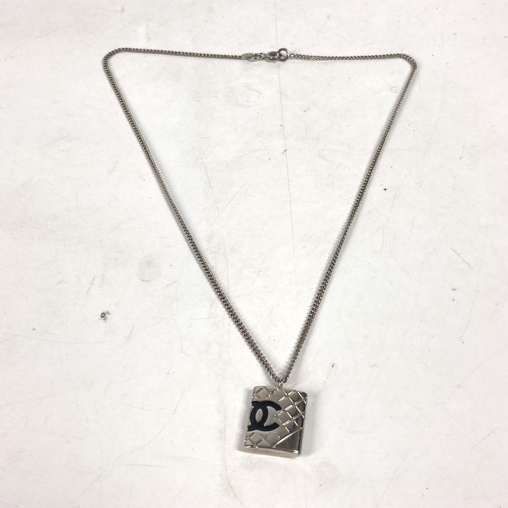 Chanel 05A Линия Камбон CC CC Знак Аксессуары цепь Ожерелье Металл Серебряный