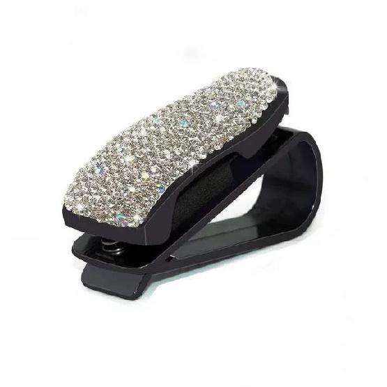 1PCS Bling Sunglasses Eyeglasses Holder Rhinestone Diamond Sun Visor Glasses Fastener Clip Portable Clip Auto Car Ornament